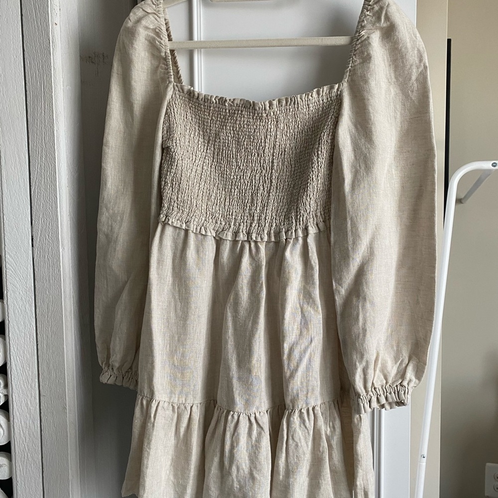 Aritzia Wilfred Women's Tempest Linen Tiered Mini Dress